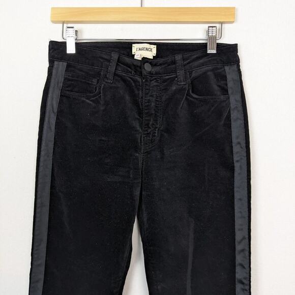 L'AGENCE Margot Velvet High-Rise Tuxedo Stripe Skinny Jeans Size 27 - Picture 4 of 9